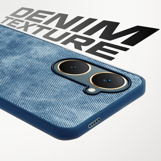 Classic Denim Finish Back Case for Vivo Y18 with Raised Camera Edges & Micro-Fiber Lining