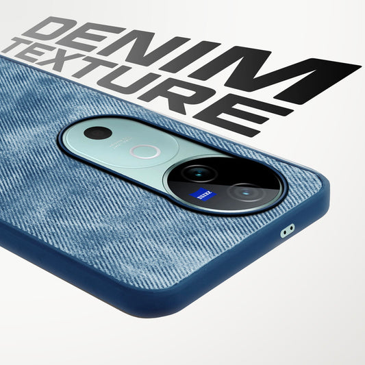 Classic Denim Finish Back Case for Vivo V40 5G with Raised Camera Edges & Micro-Fiber Lining
