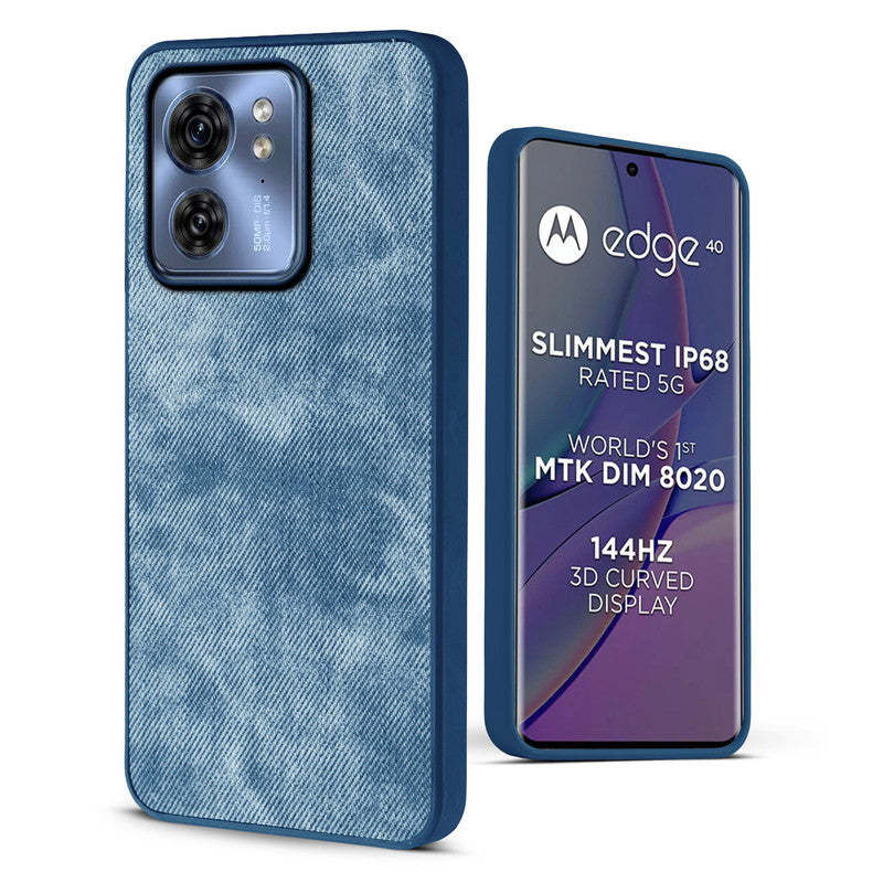 Denim Jeans Cloth Back Cover Case for Motorola Moto Edge 40 5G