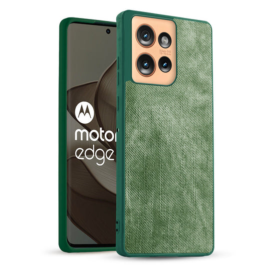 Classic Denim Finish Back Case for Motorola Moto Edge 50 5G with Raised Camera Edges & Micro-Fiber Lining