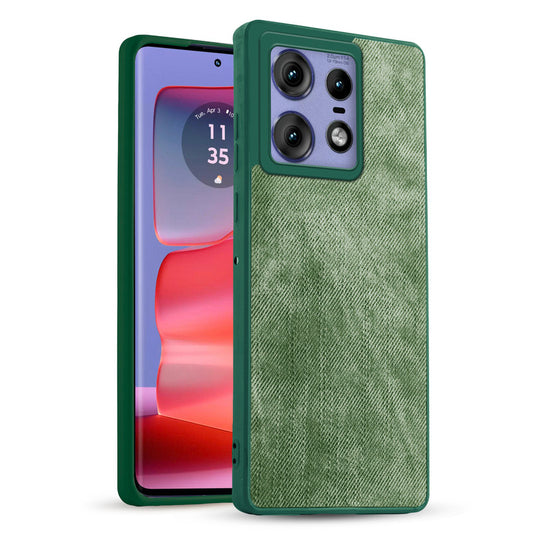 Classic Denim Finish Back Case for Motorola Moto Edge 50 Pro 5G with Raised Camera Edges & Micro-Fiber Lining