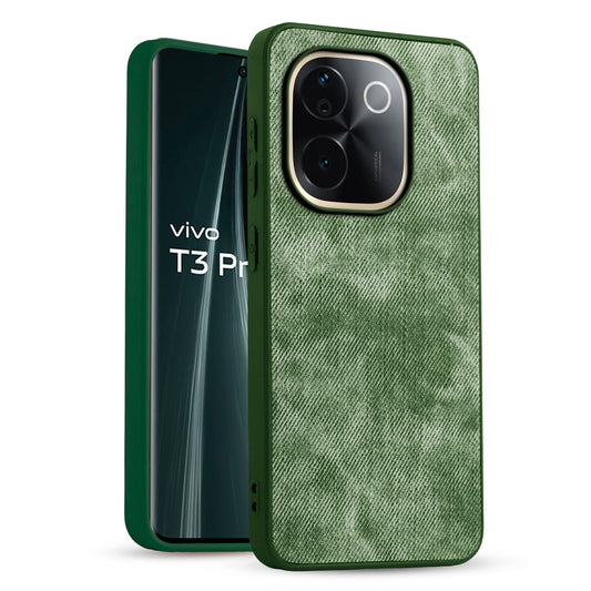 Denim Jeans Cloth Back Cover Case for Vivo T3 Pro 5G