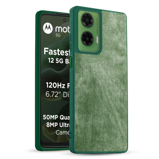 Classic Denim Finish Back Case for Motorola G35 5G with Raised Camera Edges & Micro-Fiber Lining