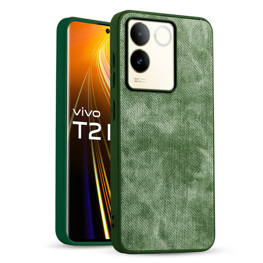 Classic Denim Finish Back Case for Vivo T2 Pro 5G with Raised Camera Edges & Micro-Fiber Lining