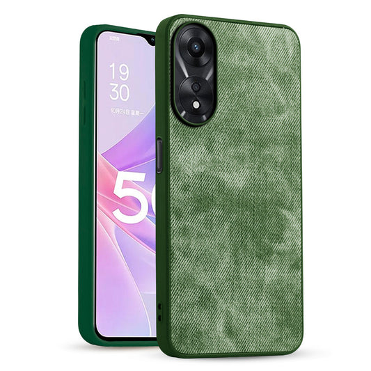 Classic Denim Finish Back Case for Oppo A78 5G with Raised Camera Edges & Micro-Fiber Lining