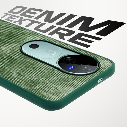 Classic Denim Finish Back Case for Vivo V40 5G with Raised Camera Edges & Micro-Fiber Lining