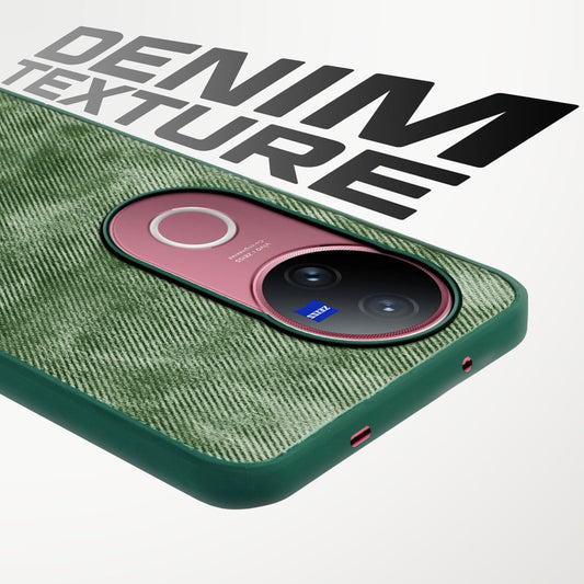 Classic Denim Finish Back Case for Vivo V50 5G with Raised Camera Edges & Micro-Fiber Lining