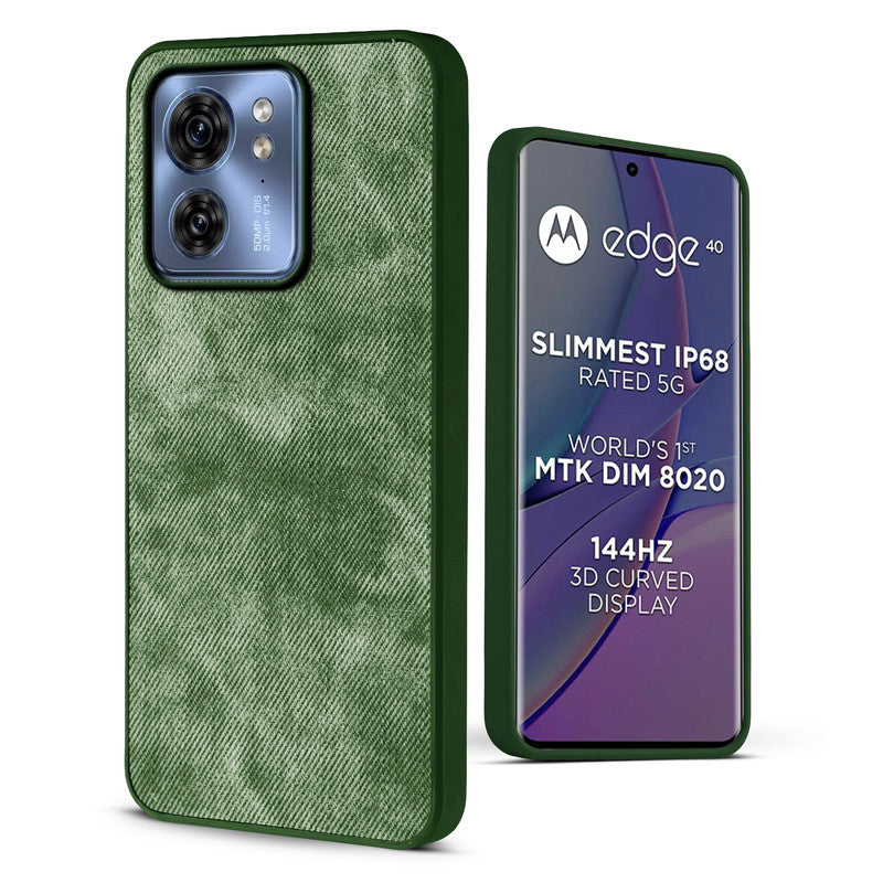 Denim Jeans Cloth Back Cover Case for Motorola Moto Edge 40 5G