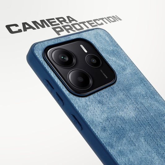 Classic Denim Finish Back Case for Redmi Note 14 SE 5G with Raised Camera Edges & Micro-Fiber Lining