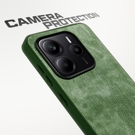 Classic Denim Finish Back Case for Redmi Note 14 SE 5G with Raised Camera Edges & Micro-Fiber Lining