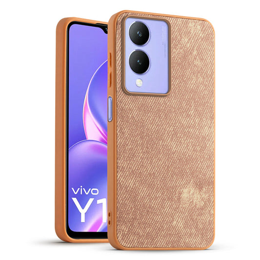 Classic Denim Finish Back Case for Vivo Y17s with Raised Camera Edges & Micro-Fiber Lining