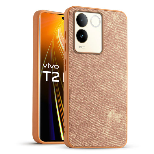 Classic Denim Finish Back Case for Vivo T2 Pro 5G with Raised Camera Edges & Micro-Fiber Lining