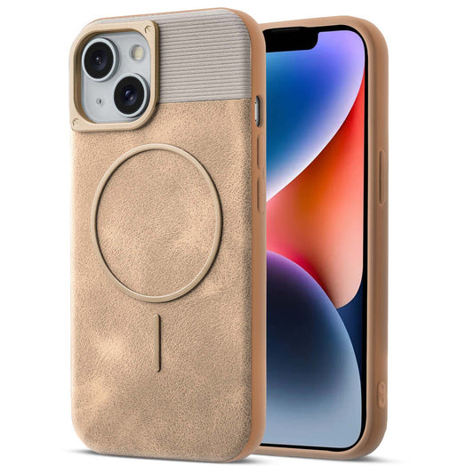 Luxury PU Leather Hard Back Case for Apple iPhone 14, With Micro-Fiber Cloth inside, MagSafe Compatible