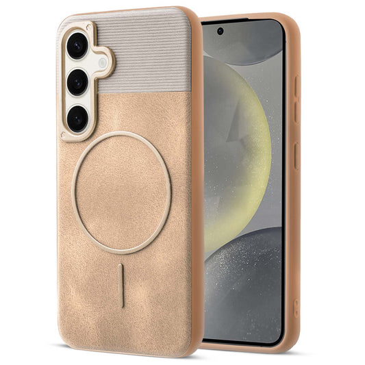 Luxury PU Leather Hard Back Case for Samsung S24 5G, With Micro-Fiber Cloth inside, MagSafe Compatible