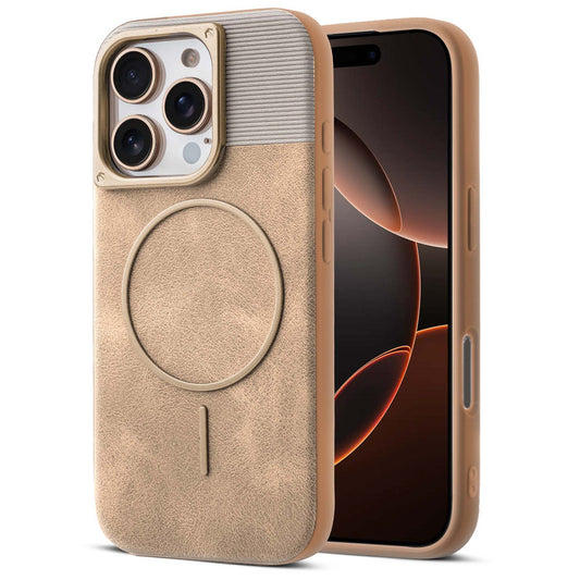 Luxury PU Leather Hard Back Case for Apple iPhone 16 Pro, With Micro-Fiber Cloth inside, MagSafe Compatible
