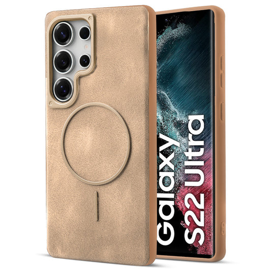 Elite PU Leather Case for Samsung S22 Ultra 5G , Hard Shell with Soft Inner Fabric & MagSafe Support