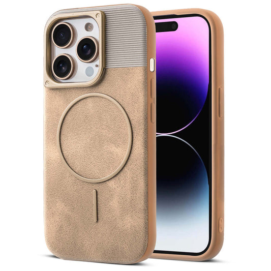 Luxury PU Leather Hard Back Case for Apple iPhone 14 Pro Max, With Micro-Fiber Cloth inside, MagSafe Compatible