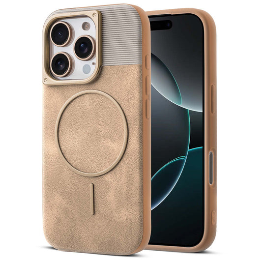 Luxury PU Leather Hard Back Case for Apple iphone 16 Pro Max, With Micro-Fiber Cloth inside, MagSafe Compatible