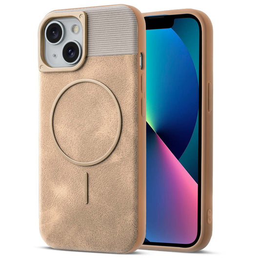 Luxury PU Leather Hard Back Case for Apple iPhone 13, With Micro-Fiber Cloth inside, MagSafe Compatible