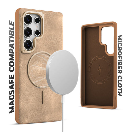 Elite PU Leather Case for Samsung S23 Ultra 5G , Hard Shell with Soft Inner Fabric & MagSafe Support