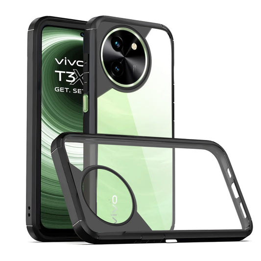 Silicone Border Transparent Back Cover for Vivo T3x 5G