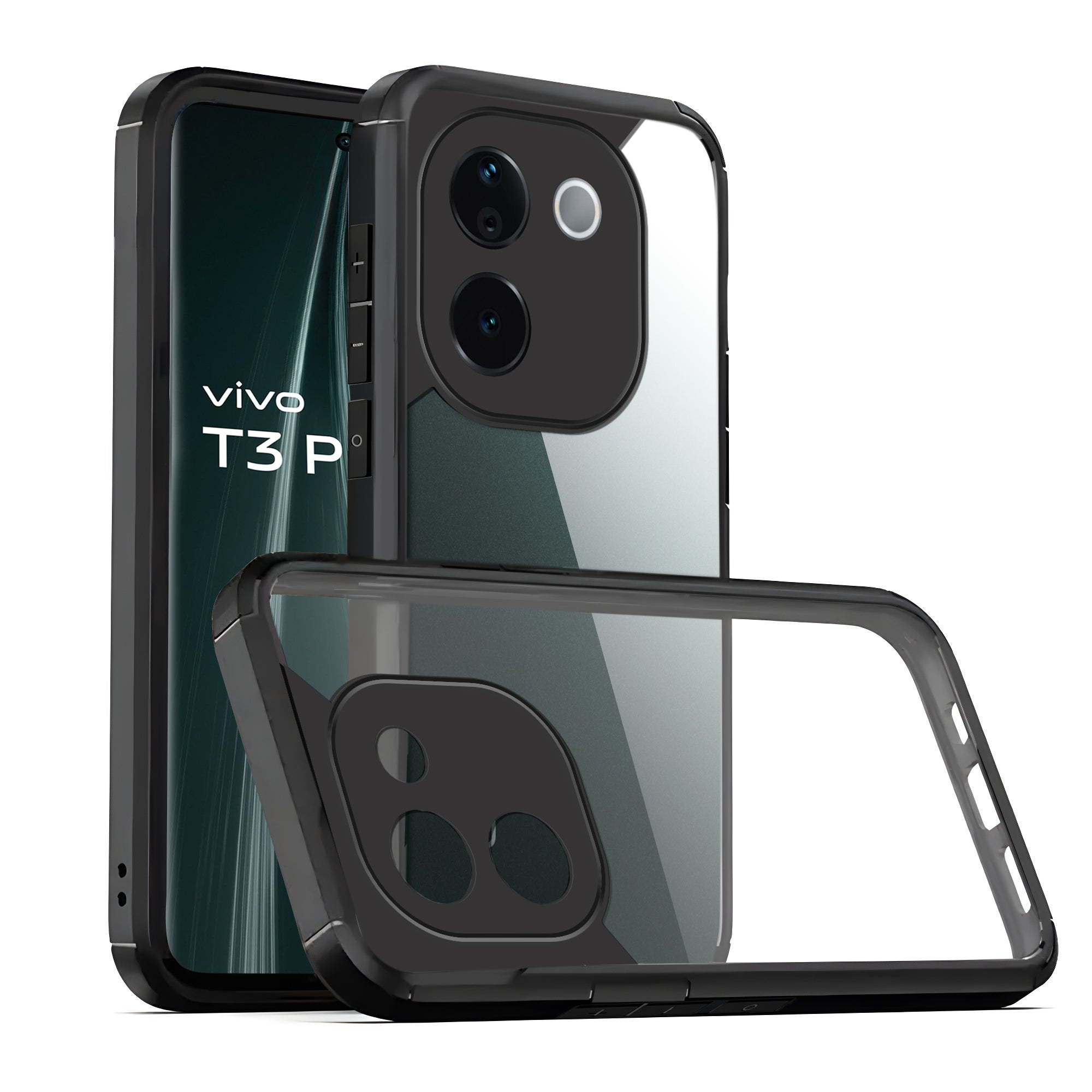 Silicone Border Transparent Back Cover for Vivo T3 Pro 5G