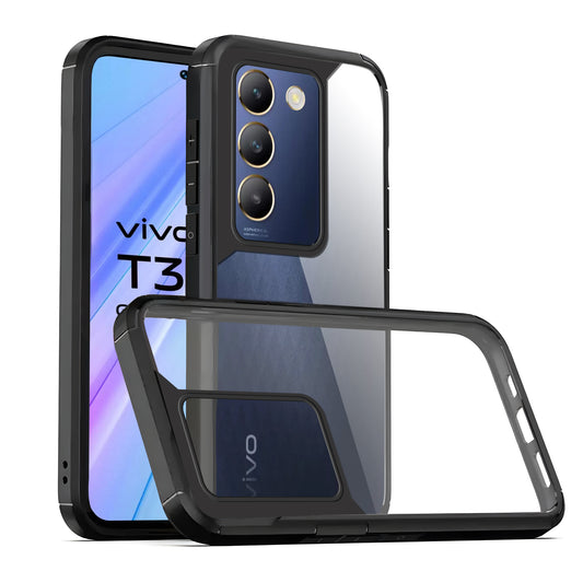 Silicone Frame Transparent Hard Back Cover for Vivo T3 5G