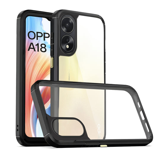 Silicone Frame Transparent Hard Back Cover for Oppo A18 4G