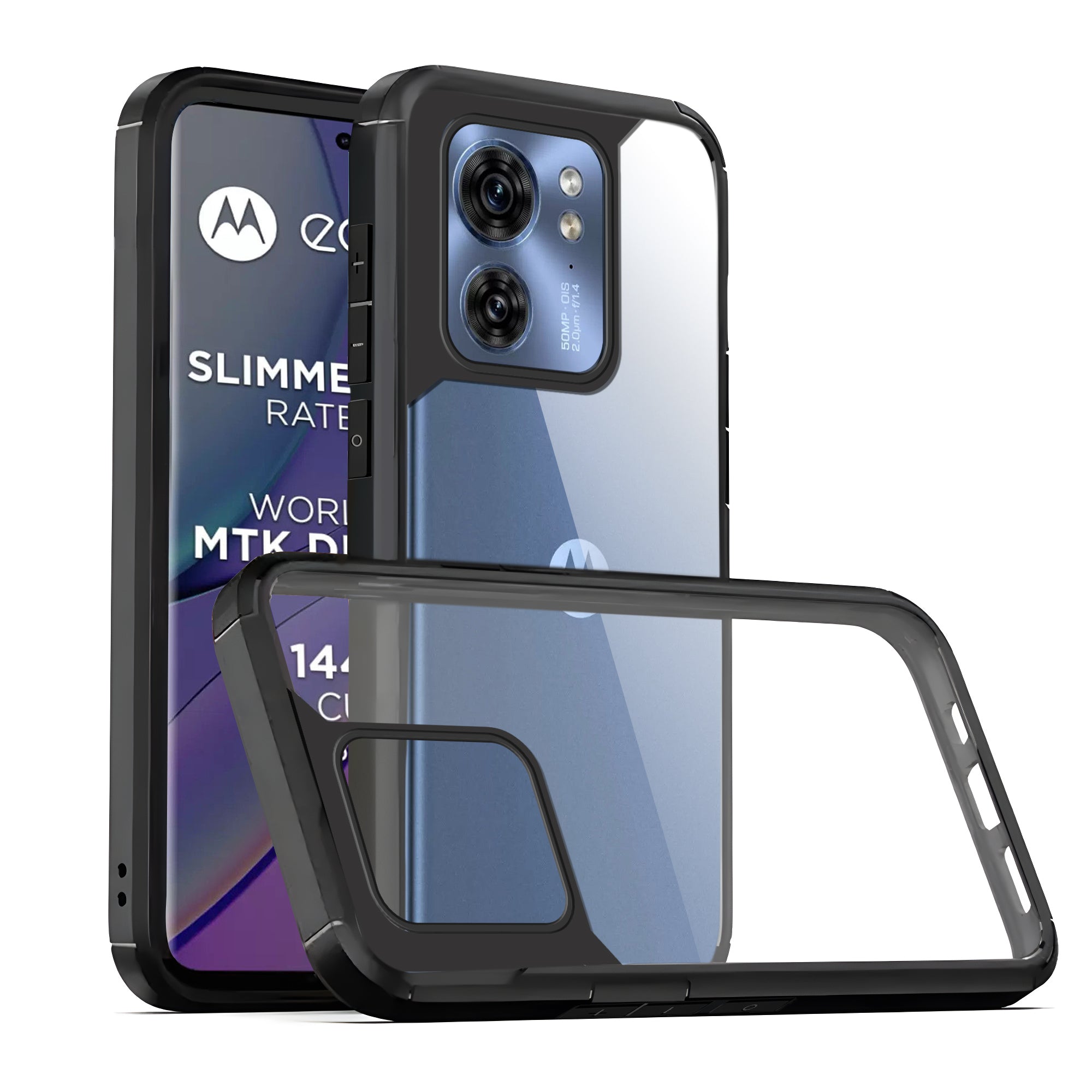 Silicone Frame Transparent Hard Back Cover for Motorola Edge 40 5G