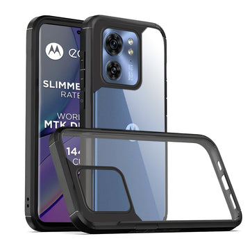 Silicone Frame Transparent Hard Back Cover for Motorola Edge 40 5G