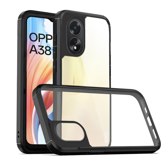Silicone Frame Transparent Hard Back Cover for Oppo A38 4G