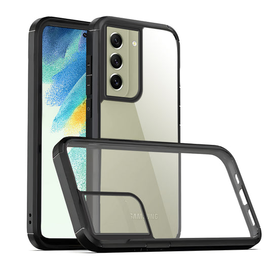 Silicone Frame Transparent Hard Back Cover for Samsung S21 FE 5G
