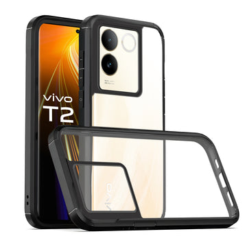 Silicone Frame Transparent Hard Back Cover for Vivo T2 Pro 5G