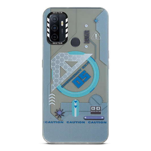 Mechanical Circuit Sector Print Hard Back Cover For Oppo A53 2020