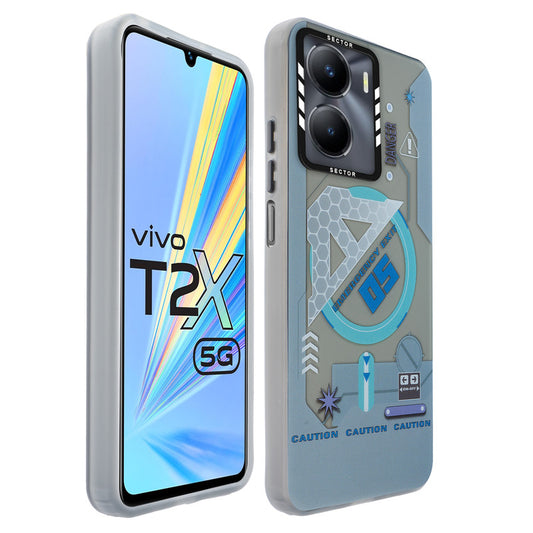 Mechanical Circuit Sector Print Hard Back Cover For Vivo T2x 5G