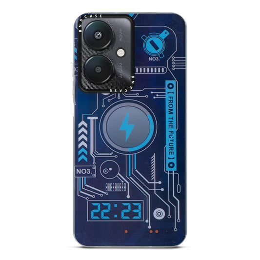 Futuristic Rainbow Effect Circuit Print Hard Back Cover For Redmi 13C 5G