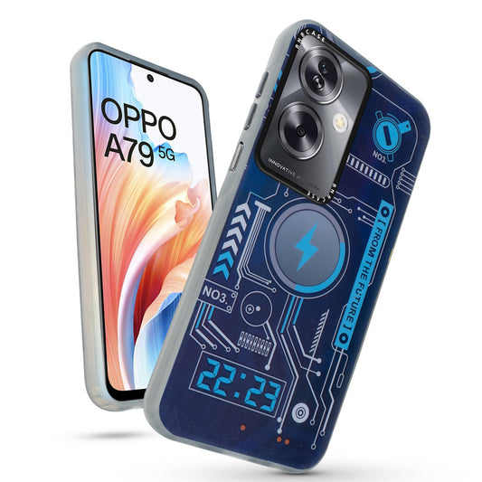 Futuristic Rainbow Effect Circuit Print Hard Back Cover For Oppo A79 5G