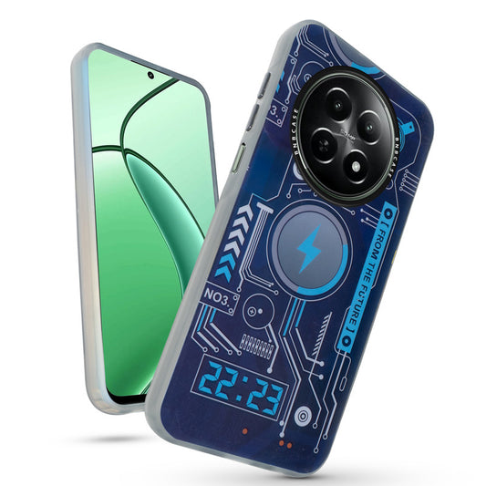 Futuristic Rainbow Effect Circuit Print Hard Back Cover For Realme 12X 5G