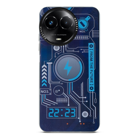 Futuristic Rainbow Effect Circuit Print Hard Back Cover For Realme C67 5G