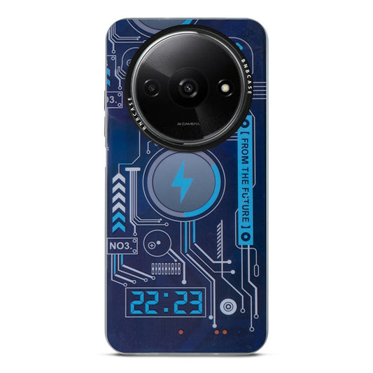 Futuristic Rainbow Effect Circuit Print Hard Back Cover For Redmi A3 2024