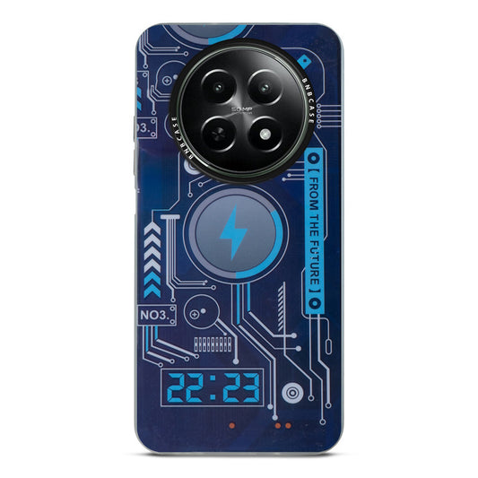Futuristic Rainbow Effect Circuit Print Hard Back Cover For Realme 12X 5G