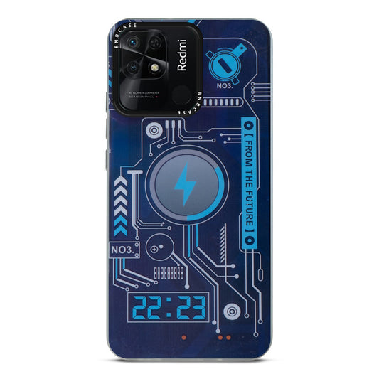 Futuristic Rainbow Effect Circuit Print Hard Back Cover For Redmi 10C