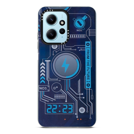 Futuristic Rainbow Effect Circuit Print Hard Back Cover For Redmi Note 12 4G