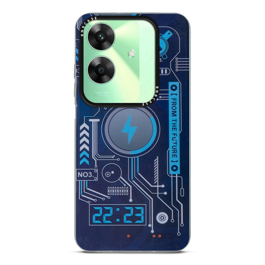 Futuristic Rainbow Effect Circuit Print Hard Back Cover For Realme C61