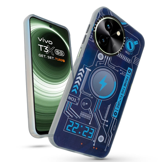 Colorful Reflective Circuit Prints Hard Back Protector Case For Vivo T3x 5G