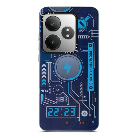 Colorful Reflective Circuit Prints Hard Back Protector Case For Realme GT 6T 5G