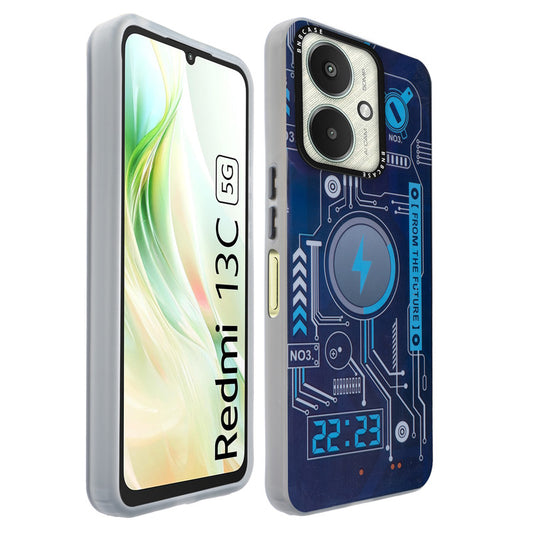 Colorful Reflective Circuit Prints Hard Back Protector Case For Redmi 13C 5G