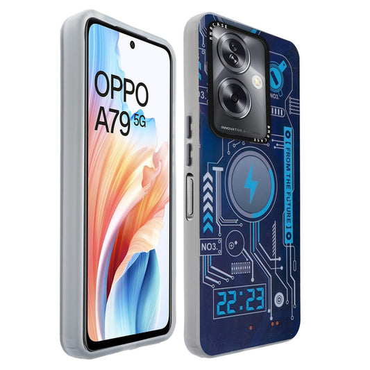 Colorful Reflective Circuit Prints Hard Back Protector Case For Oppo A79 5G