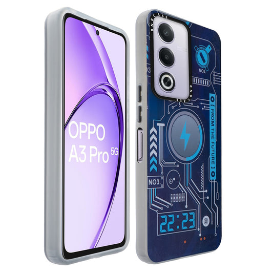 Colorful Reflective Circuit Prints Hard Back Protector Case For Oppo A3 Pro 5G