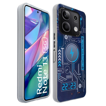 Colorful Reflective Circuit Prints Hard Back Protector Case For Redmi Note 13 5G